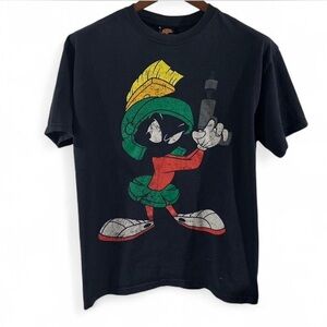 Vintage 90s Marvin the Martian Black T-Shirt Size Large